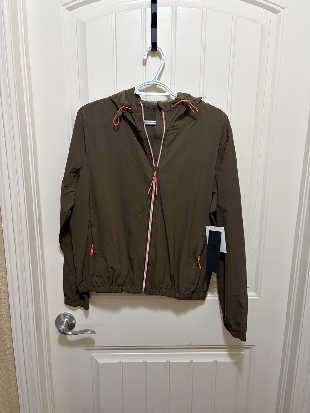 Brown Lightweight Hooded Windbreaker Jacket